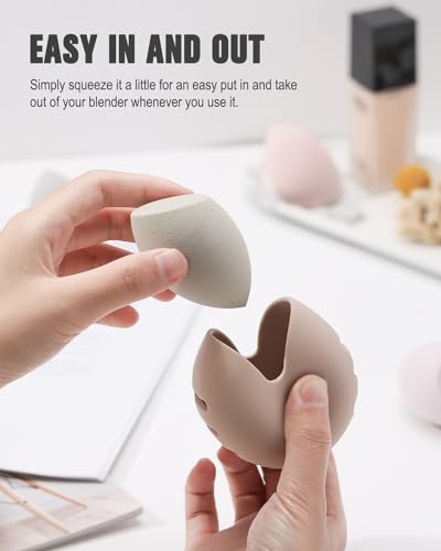 Travel-friendly Khaki Silicone Sponge Holder for Makeup-