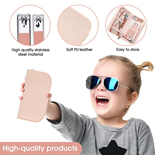 Rose Gold Manicure Set with Pink Leather Bag