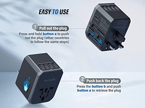 EPICKA Universal Travel Adapter with 5.6A Smart Power