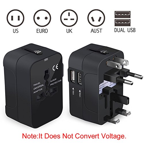 Universal Worldwide Travel Adapter with Dual USB Charging Ports