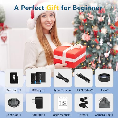 Compact 4K Vlogging Camera with Autofocus and 32GB Card