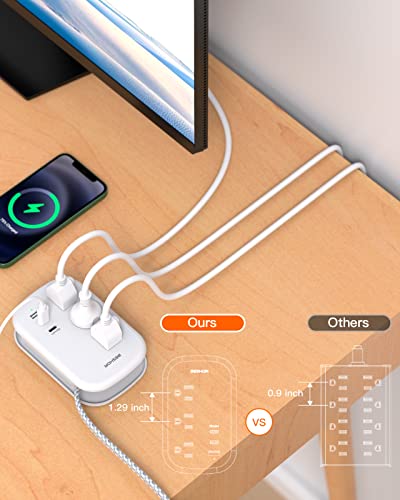 BESHON Flat Plug Power Strip with USB Ports