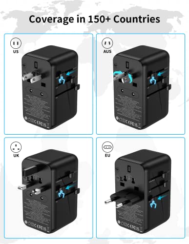 MOMAX Universal Fast GaN Travel Adapter, USB-C+USB-A Ports