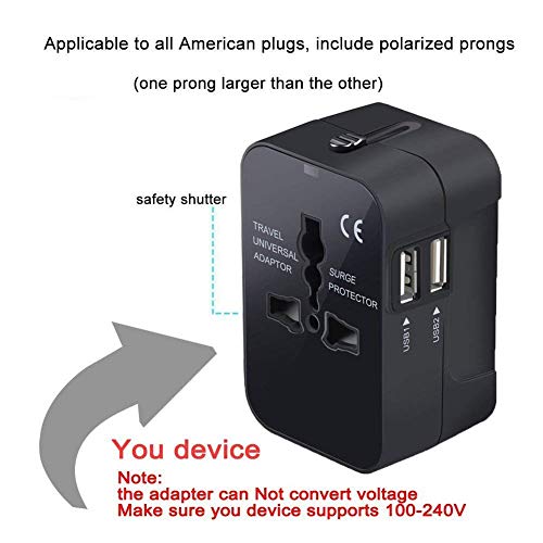 Universal Worldwide Travel Adapter with Dual USB Charging Ports