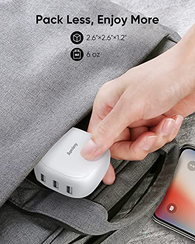 SUPERDANNY 6-Port USB Charging Station, Multiple Devices, White