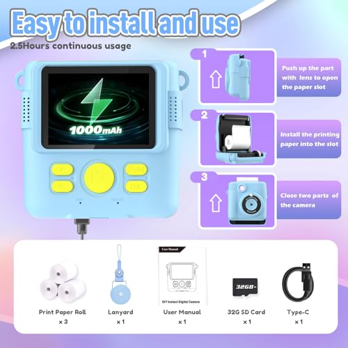 Kids Instant Print Camera - Blue