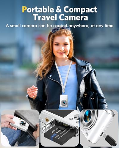 Compact Travel Camera for Teens - White