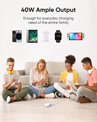 SUPERDANNY 6-Port USB Charging Station, Multiple Devices, White