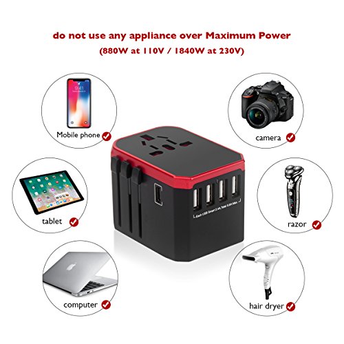 Hyleton Universal Travel Adapter with 4 USB Ports
