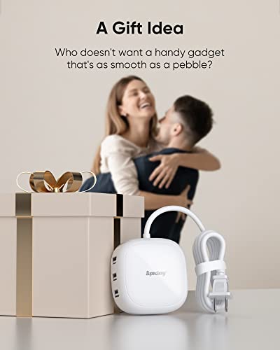 SUPERDANNY 6-Port USB Charging Station, Multiple Devices, White