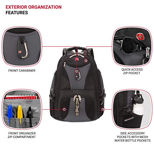 SwissGear 1900 Scansmart Laptop Backpack, Gray/Black