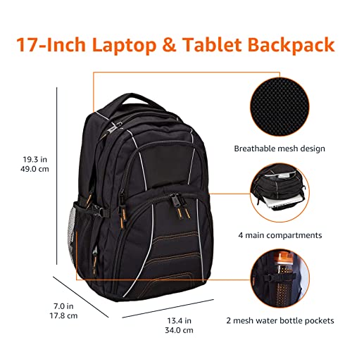 17-Inch Black Laptop Backpack for Travel