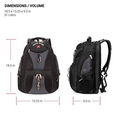 SwissGear 1900 Scansmart Laptop Backpack, Gray/Black