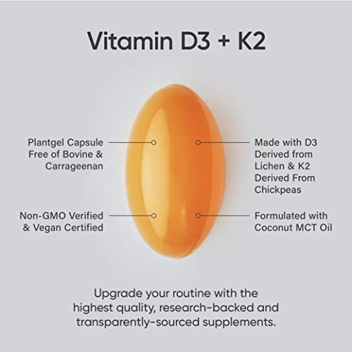 Vegan Vitamin D3 K2 | Non-GMO, 60 Softgels