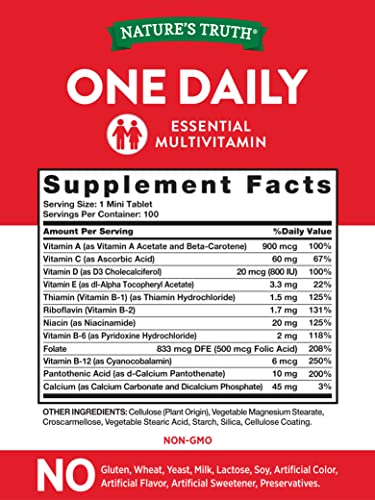 Daily Multivitamin | 100 Mini Tablets | Non-GMO & Gluten Free