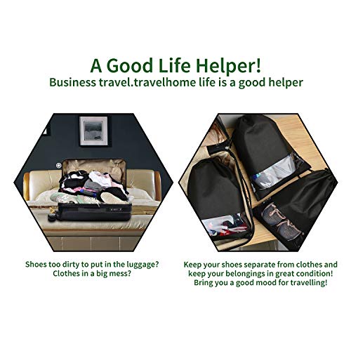 SPIKG 10-Pack Travel Shoe Bags with Window (Black)