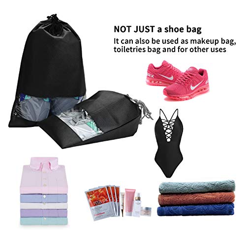 SPIKG 10-Pack Travel Shoe Bags with Window (Black)