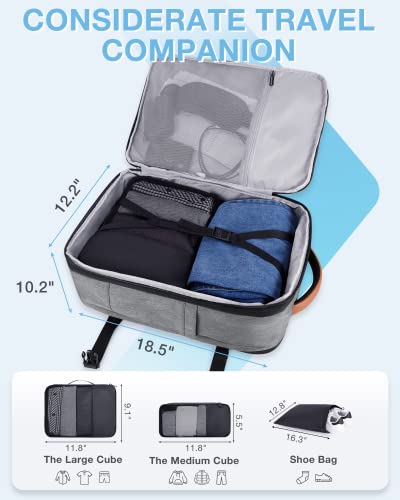 BAGSMART Expandable Travel Laptop Backpack, 40L, Grey