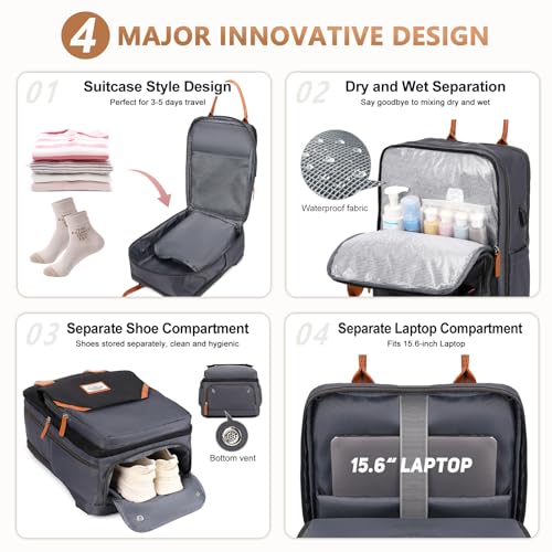 40L Travel Laptop Backpack, Flight Approved, USB Charging