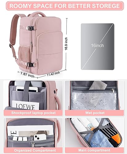 Beraliy Women's Travel Backpack - Pink