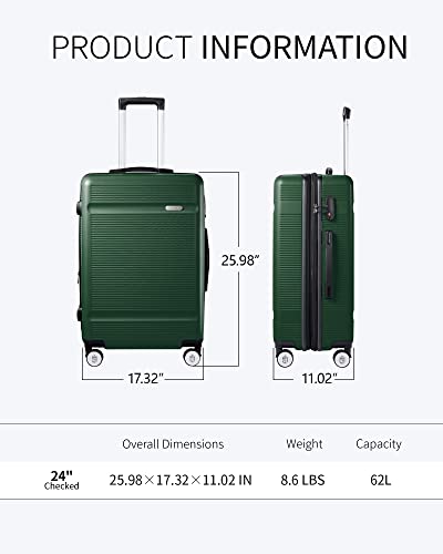 Zitahli Expandable Hardside Suitcase, 24in (Dark Green)