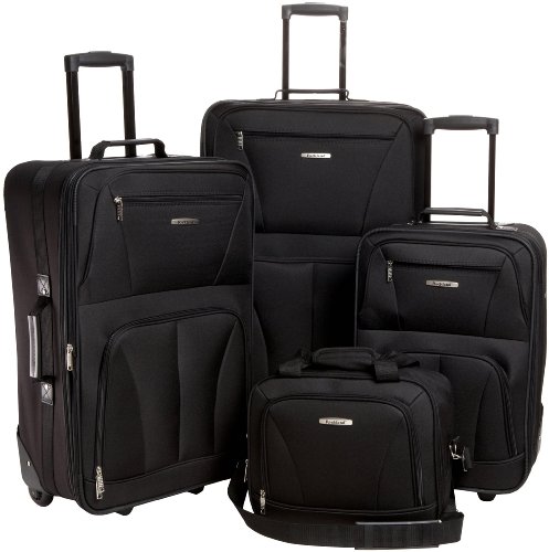 Rockland Black Softside Upright Luggage Set, 4-Piece
