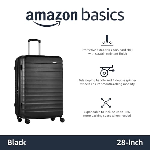 Black 28-Inch Hardside Spinner Suitcase by Amazon Basics