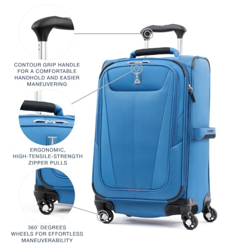Travelpro 5 Softside Expandable Carry-On Luggage, Azure Blue