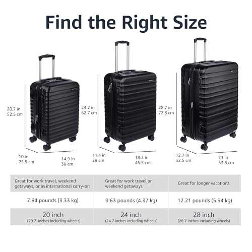 Black 28-Inch Hardside Spinner Suitcase by Amazon Basics