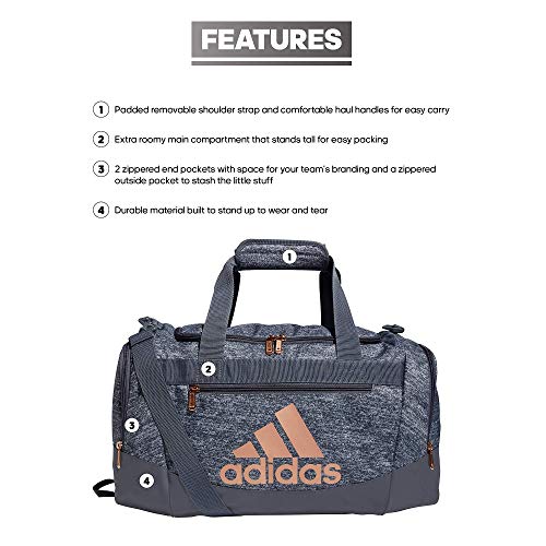 adidas Small Duffel Bag, Gray/Rose Gold, One Size