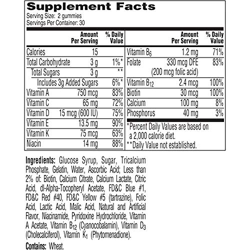 Teen Girl Multivitamin Gummies, Immune Support, Energy Boost, 60ct