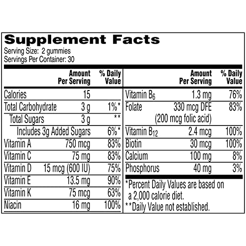 Teen Boy Gummy Multivitamins with Immune Support, 60 Count