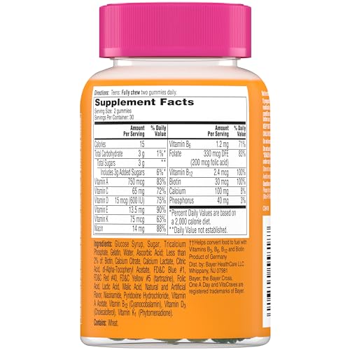 Teen Girl Multivitamin Gummies, Immune Support, Energy Boost, 60ct