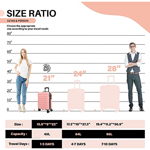 Lightweight Pink Carry On Suitcase with TSA Lock