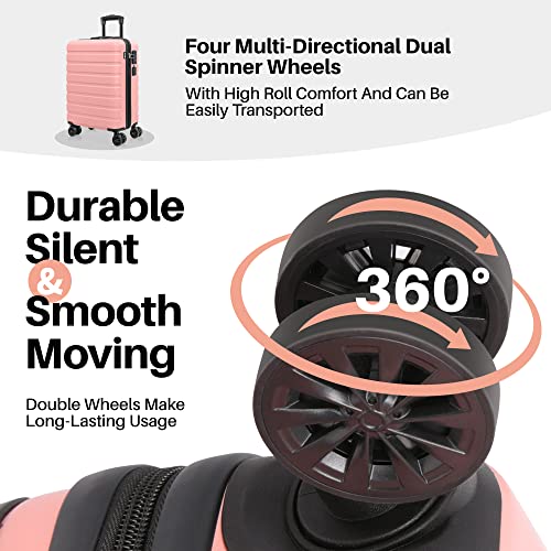 Lightweight Pink Carry On Suitcase with TSA Lock