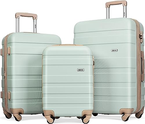 Merax 3 Piece Spinner Luggage Set, Grey Green