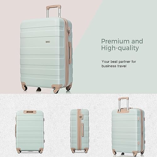 Merax 3 Piece Spinner Luggage Set, Grey Green