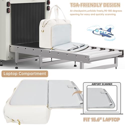 LYAUK Travel Bag with Laptop Compartment & Shoe Compartment - Beige