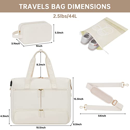 LYAUK Travel Bag with Laptop Compartment & Shoe Compartment - Beige