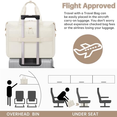 LYAUK Travel Bag with Laptop Compartment & Shoe Compartment - Beige