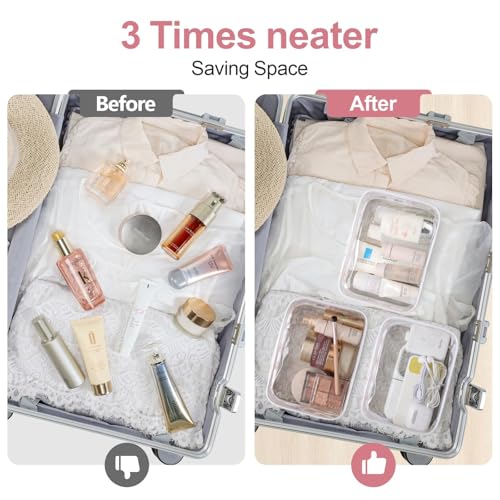 PACKISM Clear Toiletry Bag, 3 Pack - White