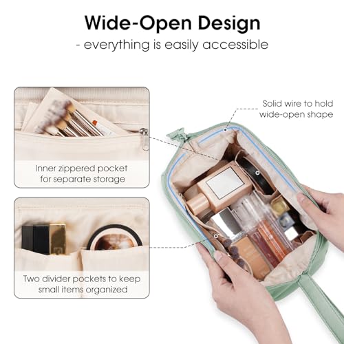 Narwey Wide-open Travel Makeup Bag - Mint Green