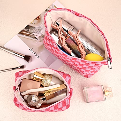 Large Checkered Travel Toiletry Bag Organizer for Women