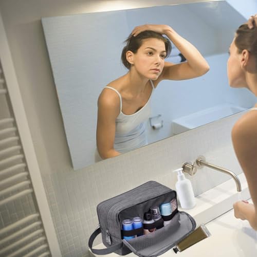 Men's Hanging Dopp Kit Shaving Bag - Denim Grey