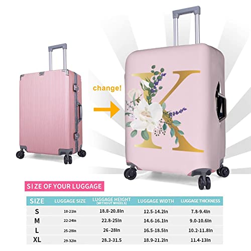 Flower Lette K Pink Suitcase Cover - Kid & Adult, L (25-28")