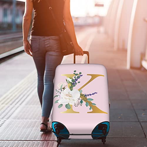 Flower Lette K Pink Suitcase Cover - Kid & Adult, L (25-28")