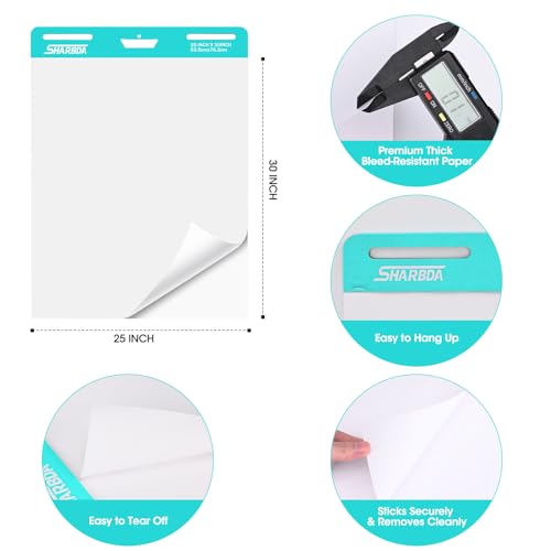 Large Self-Stick Easel Pad, Super Sticky & Bleed-Resistant