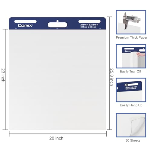 Large Self Stick Easel Paper, 30 Sheets/Pad, 6 Pads/Pack