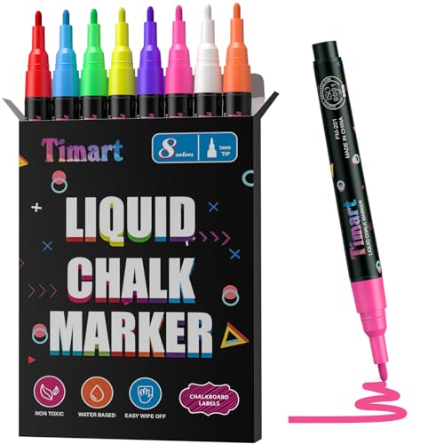 Fine Tip Chalk Markers: 8 Pack, Various Surfaces