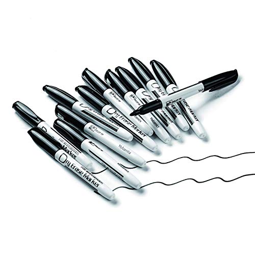 12 Thin Black Dry Erase Markers in Box